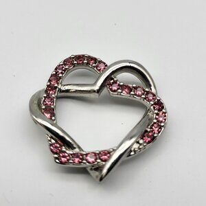 Lovely pink rhinestone interlocking hearts pendant Love Anniversary